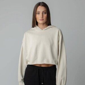 TALENTLESS  Women's White Pullover Hooded Sweatshirt‎ NWOT cropped